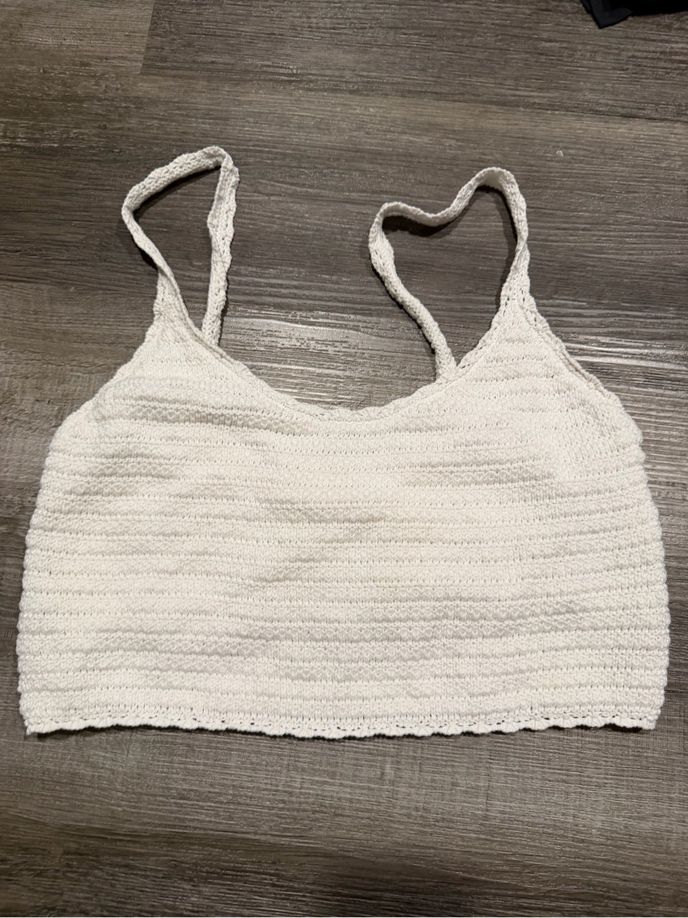 aerie White Crochet Crop Tank